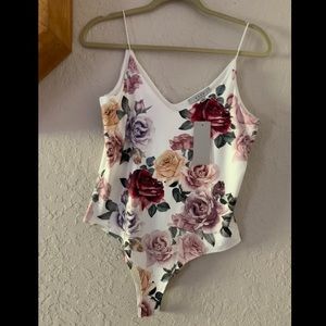 Floral seamless bodysuit one piece tank top